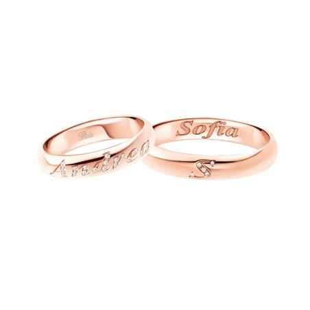 ANELLO FEDE CON INIZIALE ORO ROSA DIAMANTI UOMO-DONNA POLELLO 3112UR POLELLO