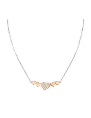 COLLANA CUORI ACCIAIO ROSATO E ZIRCONI DONNA NOMINATION  029301/005 NOMINATION