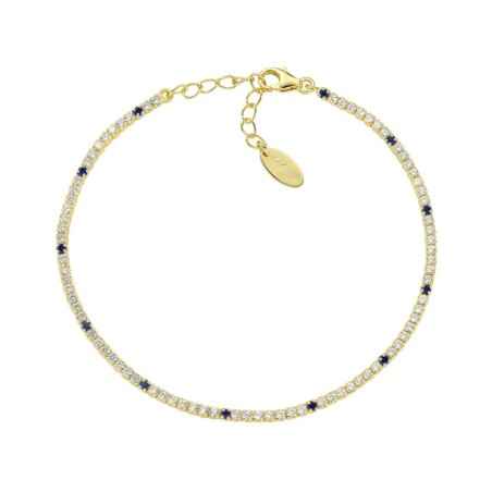 BRACCIALE TENNISMANIA DORATO ZIRCONI BIANCHI BLU AMEN BT1G7BBL17 Amen