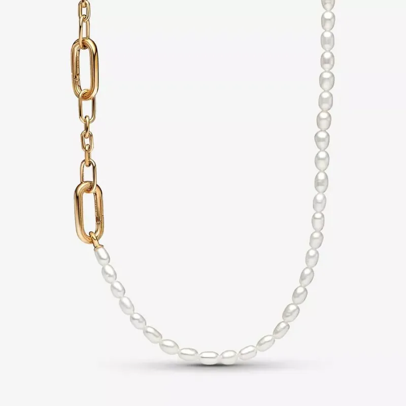 COLLANA MAGLIA LINK SMALL E PERLE DONNA PANDORA COLLANA MAGLIA LINK SMALL E PERLE DONNA PANDORA