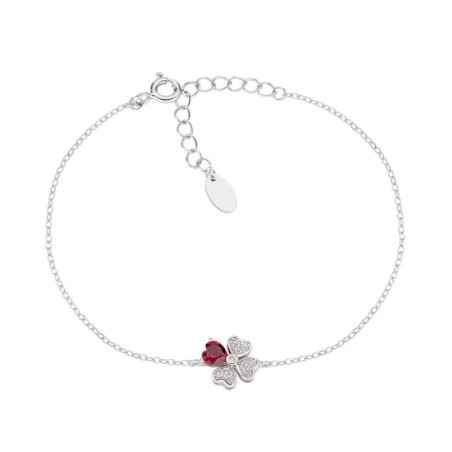 BRACCIALE QUADRICUORE ZIRCONI BIANCHI E ROSSI DONNA AMEN  BRQUBR Amen