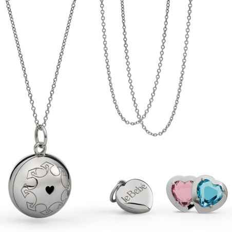 COLLANA ARGENTO DUE PIETRE COLORATE SUONAMORE DONNA LE BEBE' 