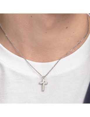 COLLANA CROCE SATINATA BACKLINER UOMO BROSWAY  BBC04 Brosway