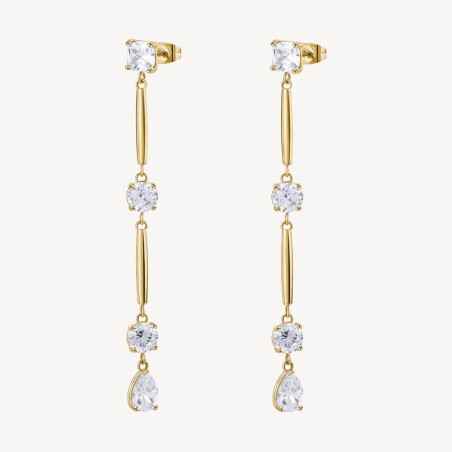 ORECCHINI PENDENTI ZIRCONI PVD ORO DONNA BROSWAY  BFF188 Brosway