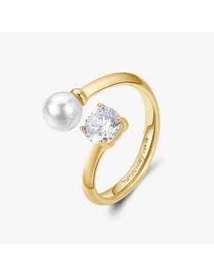 ANELLO AFFINITY PERLA ZIRCONE M14 PVD ORO BROSWAY BFF191B Brosway