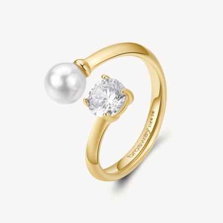 ANELLO AFFINITY PERLA ZIRCONE M14 PVD ORO BROSWAY BFF191B Brosway