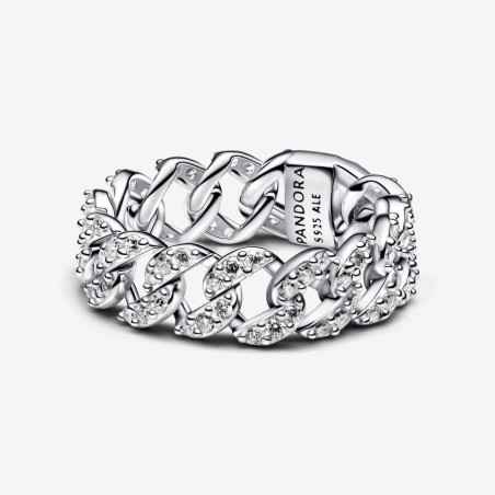 ANELLO CATENA MAGLIA CUBANA PAVE' MIS.52 DONNA PANDORA  193557C01-52 Pandora