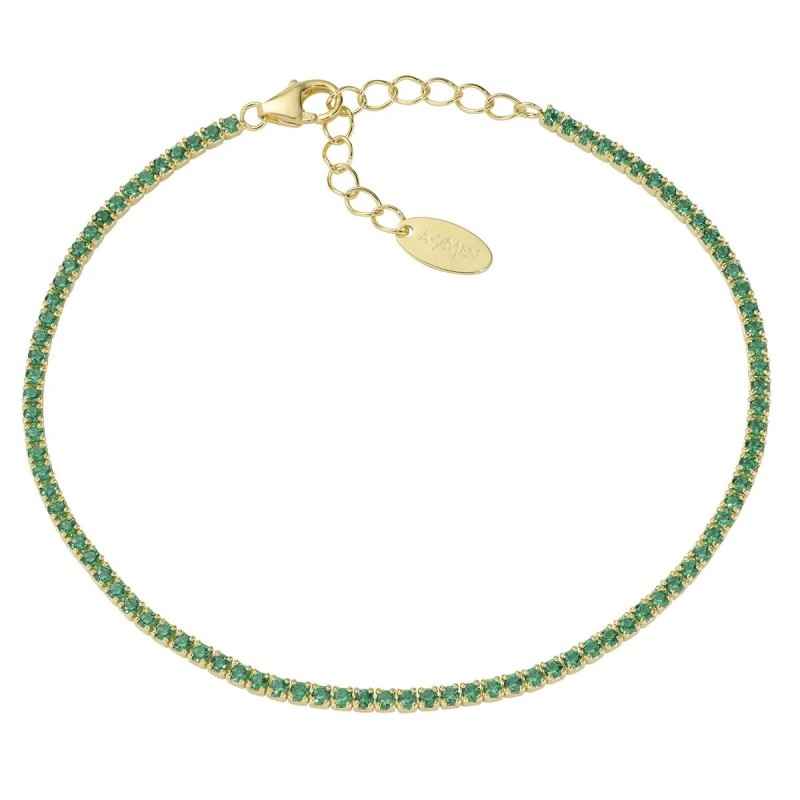 BRACCIALE TENNISMANIA DORATO ZIRCONI VERDI DONNA AMEN BRACCIALE TENNISMANIA DORATO ZIRCONI VERDI DONNA AMEN