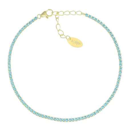 BRACCIALE TENNISMANIA DORATO ZIRCONI AZZURRI DONNA AMEN BT1GAZ17 Amen