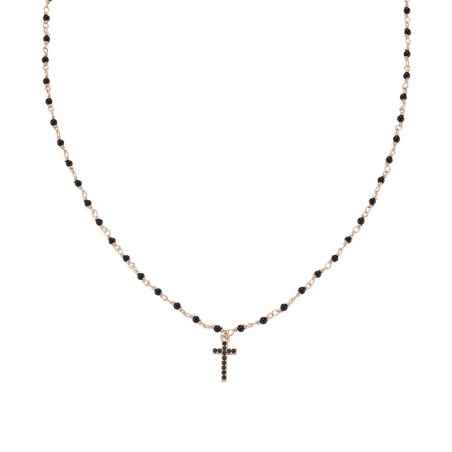 COLLANA ROSÈ CROCE ZIRCONATA CRISTALLI NERI DONNA AMEN  CLONCRRNNZ3 Amen