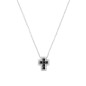COLLANA MINI DOPPIA CROCE ZIRCONI BIANCHI E NERI DONNA AMEN 
