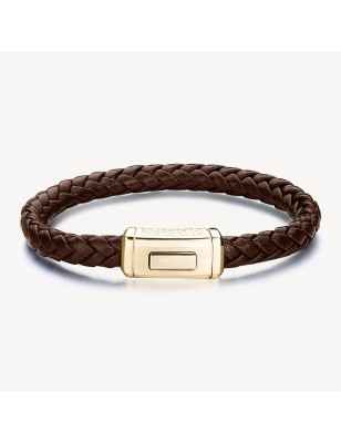 BRACCIALE PELLE MARRONE PVD ORO LOGAN UOMO BROSWAY  BOA12A Brosway