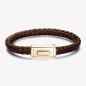 BRACCIALE PELLE MARRONE PVD ORO LOGAN UOMO BROSWAY 