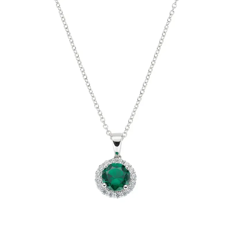 COLLANA DIAMOND ZIRCONE TONDO VERDE DONNA AMEN 