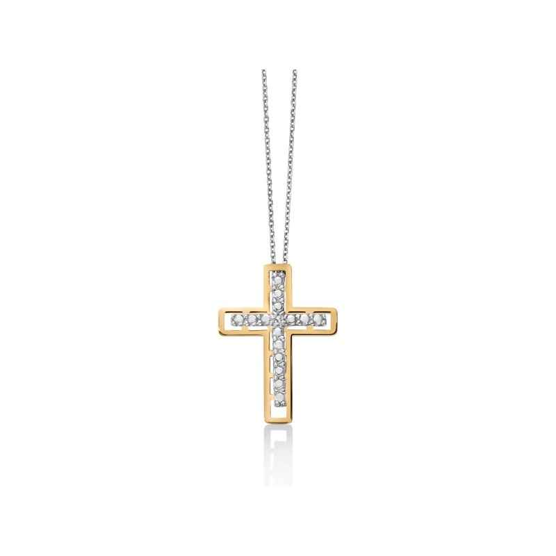 COLLANA CROCE ORO DIAMANTE DONNA MILUNA I DIAMANTI
