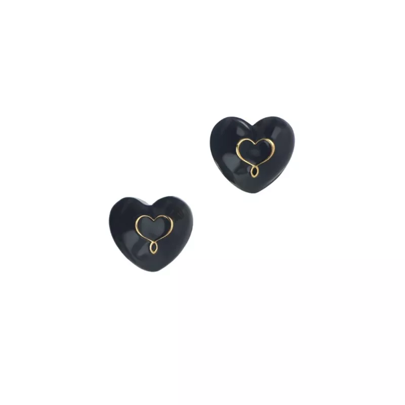 ORECCHINI SMALTO NERO CUORE BON TON DONNA MAMAN ET SOPHIE ORECCHINI SMALTO NERO CUORE BON TON DONNA MAMAN ET SOPHIE