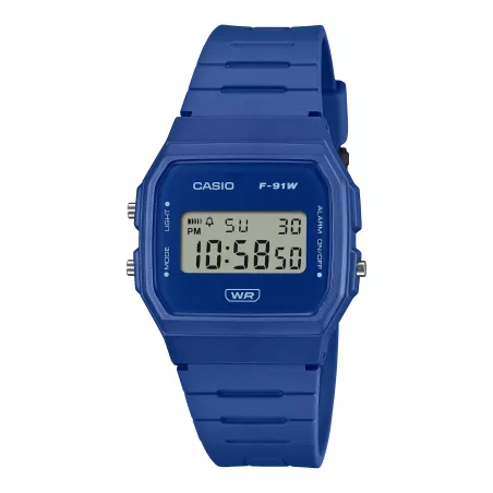 OROLOGIO LCD DIGITALE BLU UOMO-DONNA CASIO VINTAGE F-91WB-2A1EF Casio