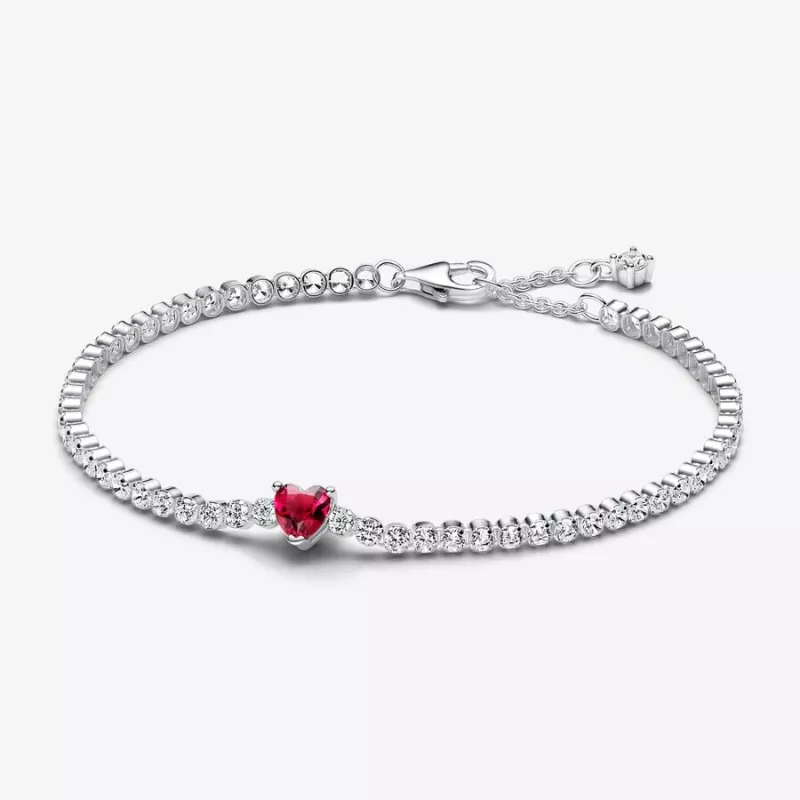 BRACCIALE TENNIS CON CUORE ROSSO DONNA PANDORA BRACCIALE TENNIS CON CUORE ROSSO DONNA PANDORA