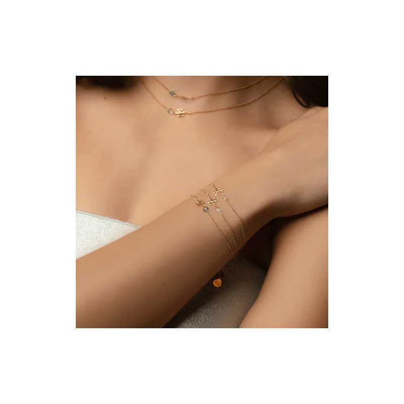 BRACCIALE SEMINO D'AMORE SNOWFLAKE TOPAZIO AZZURRO ROSSOPREZIOSO