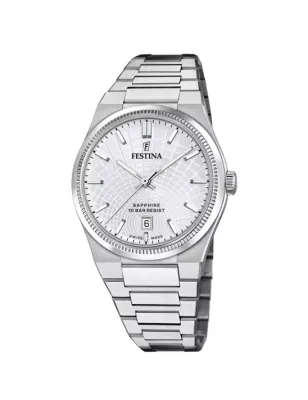 OROLOGIO SWISS MADE RIVÉ ARGENTATO UOMO FESTINA  F20051/1 Festina