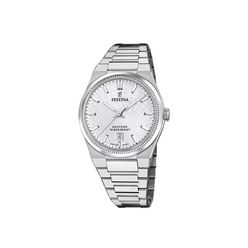 OROLOGIO SWISS MADE RIVÉ ARGENTATO UOMO FESTINA 