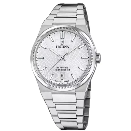 OROLOGIO SWISS MADE RIVÉ ARGENTATO UOMO FESTINA  F20051/1 Festina