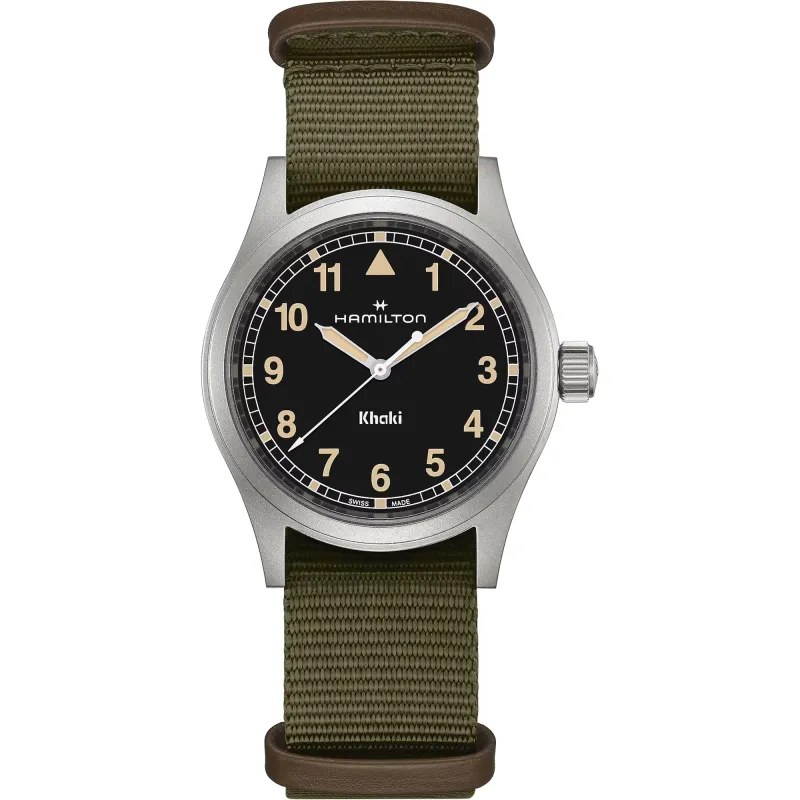 OROLOGIO AL QUARZO NATO VERDE MILITARE 38MM UOMO HAMILTON KHAKI