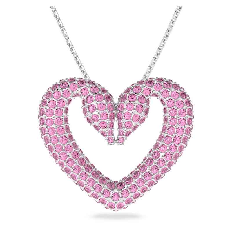 COLLANA UNA CUORE GRANDE ROSA DONNA SWAROVSKI 