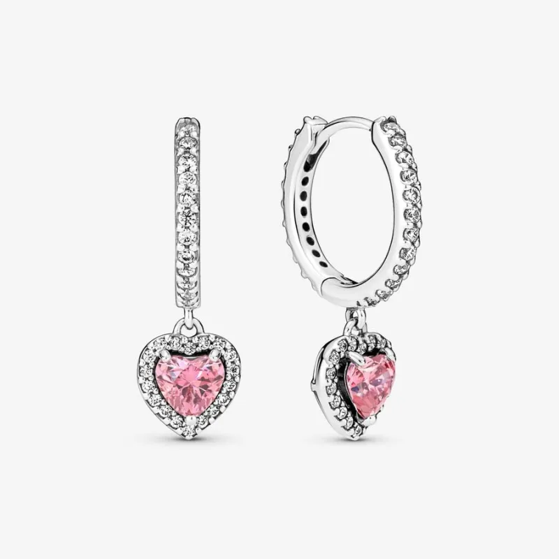 ORECCHINI CERCHI CUORI ROSA DONNA PANDORA 