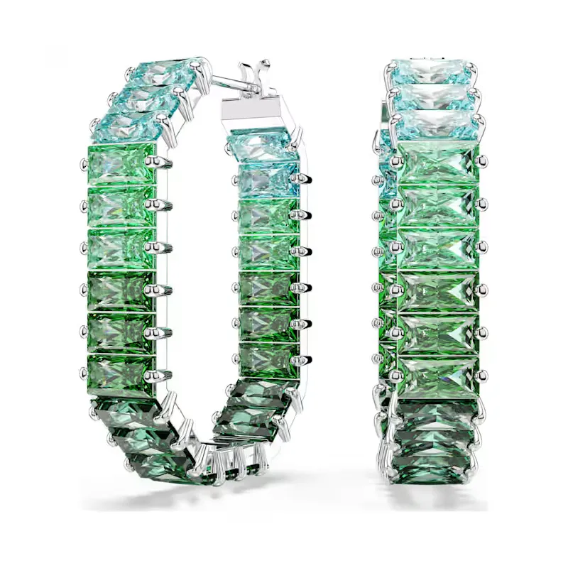 ORECCHINI A CERCHIO MATRIX VERDI TAGLIO BAGUETTE SWAROVSKI