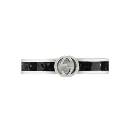 ANELLO IN ARGENTO SMALTO NERO MISURA 10 Donna GUCCI INTERLOCKING G YBC701620001010 Gucci