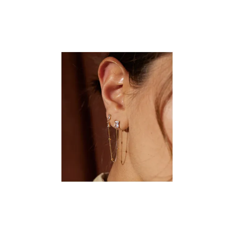 ORECCHINI A BOTTONE DOPPIO CON ZIRCONI DONNA ZAG 