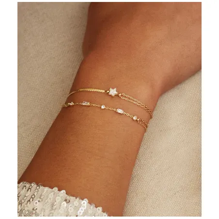 BRACCIALE MULTIFILO ATHIS DORATO CON ZIRCONI DONNA ZAG 