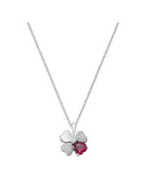 COLLANA QUADRICUORE ZIRCONI BIANCHI E ROSSI Donna AMEN  CLPQUBR Amen