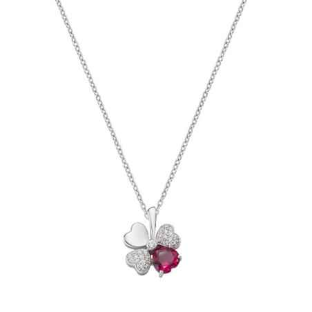 COLLANA QUADRICUORE ZIRCONI BIANCHI E ROSSI Donna AMEN  CLPQUBR Amen