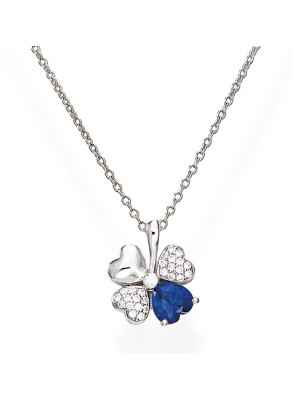 COLLANA QUADRICUORE ZIRCONI BIANCHI E BLU DONNA AMEN  CLPQUBBL Amen