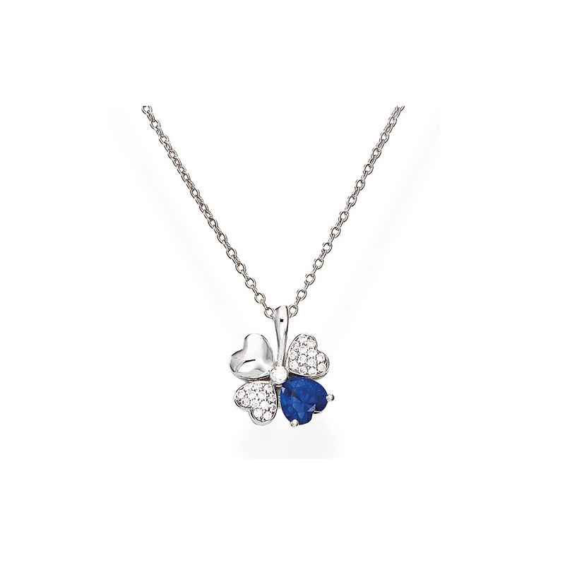 COLLANA QUADRICUORE ZIRCONI BIANCHI E BLU DONNA AMEN 