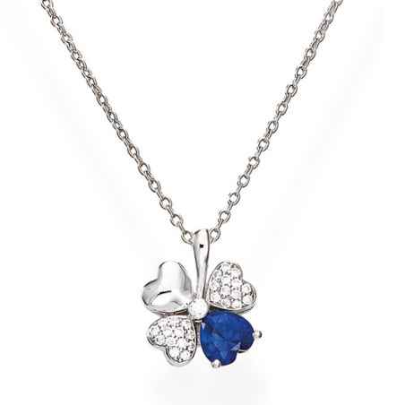 COLLANA QUADRICUORE ZIRCONI BIANCHI E BLU DONNA AMEN  CLPQUBBL Amen