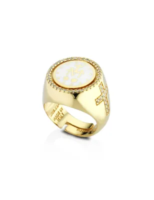 Anello sigillo in argento dorato mis.10 Donna Mediterraneo 