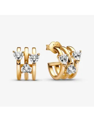 Orecchini cerchi aperti con tre Cuori Donna Pandora 