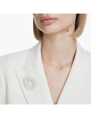 Spilla Matrix Taglio Round Bianca Donna Swarovski 