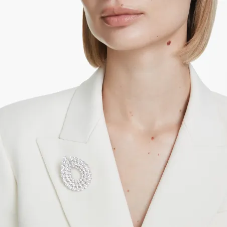 Spilla Matrix Taglio Round Bianca Donna Swarovski 