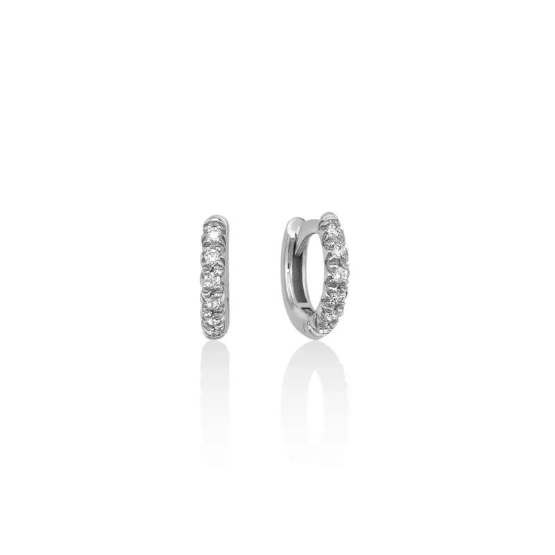 ORECCHINI CERCHI 8MM ORO BIANCO DIAMANTI 0.07 CT DONNA MILUNA ORECCHINI CERCHI 8MM ORO BIANCO DIAMANTI 0.07 CT DONNA MILUNA