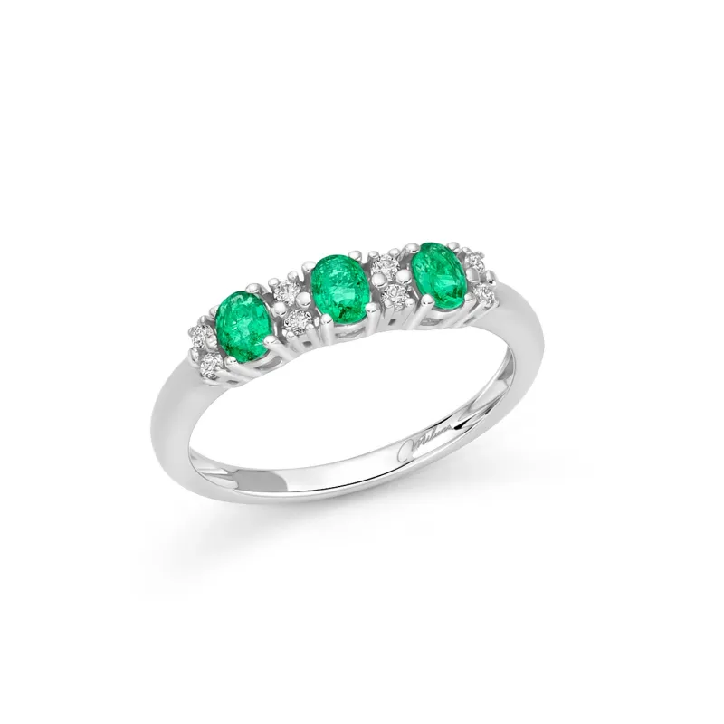 ANELLO ORO SMERALDI 0.45 CT DIAMANTI 0.10 CT DONNA MILUNA ANELLO ORO SMERALDI 0.45 CT DIAMANTI 0.10 CT DONNA MILUNA