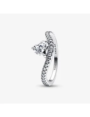 Anello CON PAVE E CUORE ONDULATO M56 DONNA Pandora  193661C01-56 Pandora