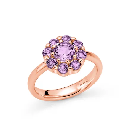 ANELLO IN ARGENTO PLACCATO ORO ROSA E AMETISTE DONNA MILUNA
