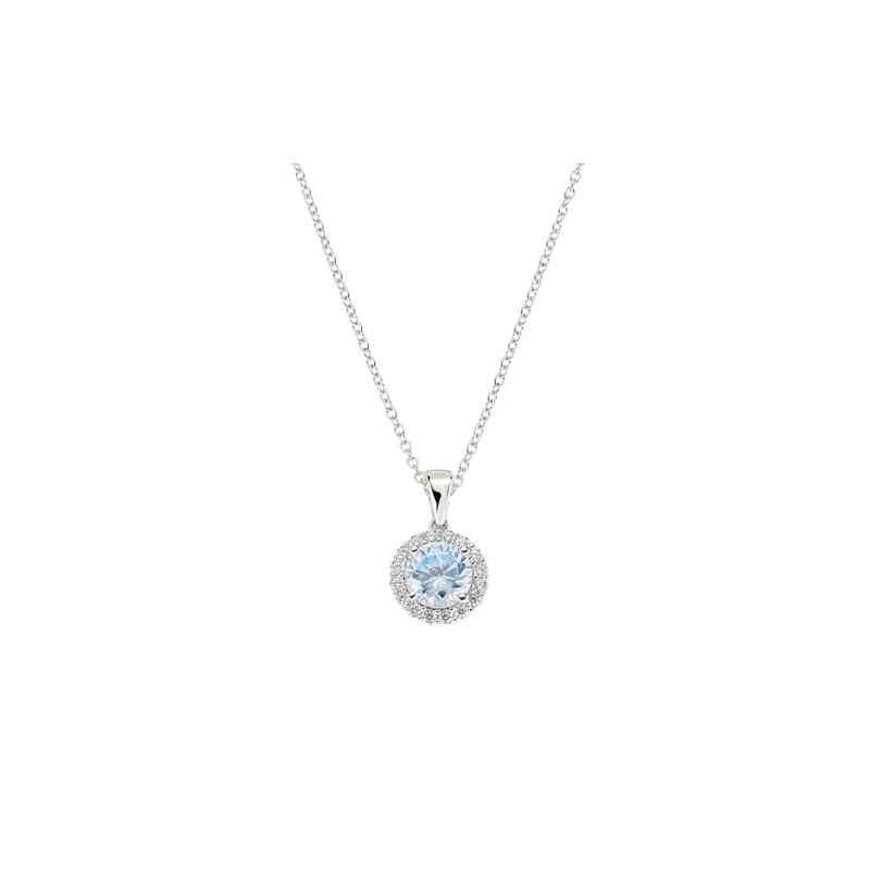COLLANA ZIRCONE TONDO ACQUAMARINA DONNA AMEN