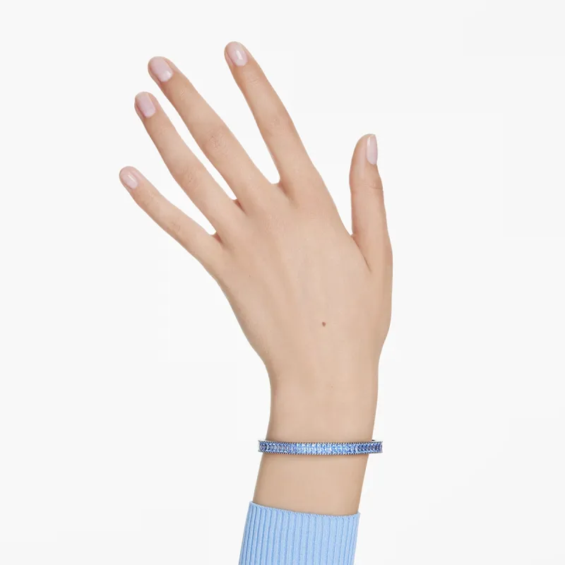 Bracciale rigido Matrix blu taglio baguette Donna Swarovski 