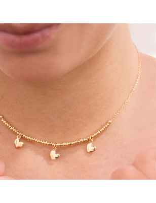 GIROCOLLO MICRO ANELLI CON 3 CUORI RUE DES MILLE GR-003 CUO AU Rue Ds Mille