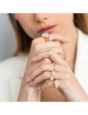 ANELLO CHEVALIER DROP PAVE' DONNA RUE DES MILLE  ANZ-014 M6 AU Rue Ds Mille